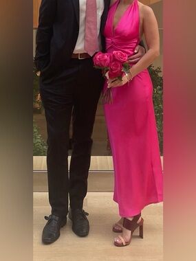 Hello Molly Hot Pink Halter Midi Dress